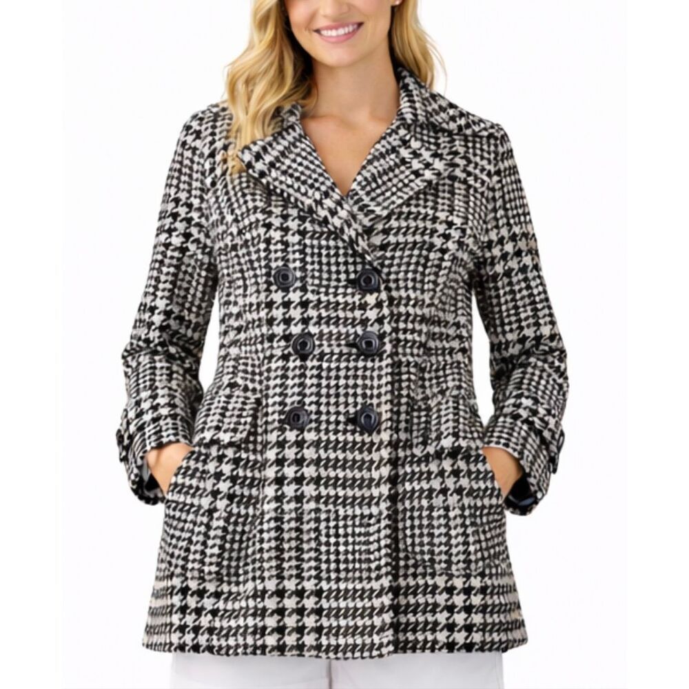 IZ byer California NWT black and white houndstooth peacoat size Large